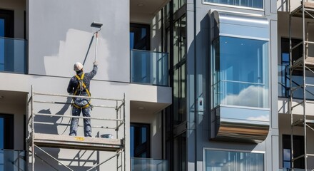 San Diego Painting Contractor on scaffold